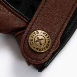 Men's The Suited Racer Touchscreen Leather Driving Gloves With Wristwatch Cut-out -Dents mens the suited racer watch leather gloves english tan button