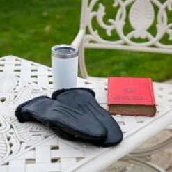 Women’s Three-Point Faux Fur-Lined Leather Mittens -Dents womens black leather mittens