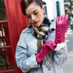 Heritage Plaid Check Cashmere Scarf With Tassels -Dents womens cashmere scarf camel pink 1