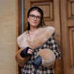 Women's Fingerless Sheepskin Mittens -Dents womens fingerless mittens black