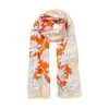 Women’s Floral Print Silk-Like Lightweight Scarf With Border -Dents womens floral lightweight scarf orange