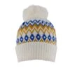 Women’s Jacquard Fair Isle Knitted Bobble Hat -Dents womens knitted fair isle bobble hat cobalt