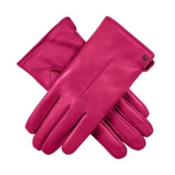 Women’s Touchscreen Single-Point Faux Fur-Lined Leather Gloves -Dents womens leather faux fur lined gloves fuchsia