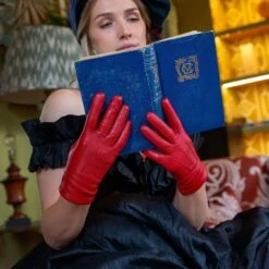 Women's Three-Point Lined Leather Gloves 24 Women's Three-Point Lined Leather Gloves -Dents womens leather gloves berry 2