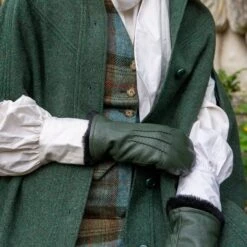 Women’s Three-Point Faux Fur-Lined Leather Mittens -Dents womens leather mittens sage 1