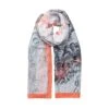 Womenâs Abstract Landscape Print Silk-Like Lightweight Scarf With Border 1 Womenâs Abstract Landscape Print Silk-Like Lightweight Scarf With Border -Dents womens lightweight abstract landscape coral grey