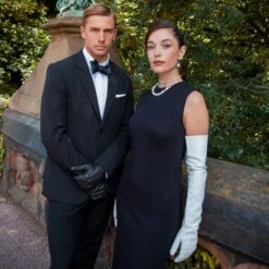 Women's Three-Point Long Opera Leather Gloves -Dents womens long leather opera white gloves