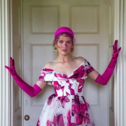 Women's Long Opera Satin Gloves -Dents womens long opera satin gloves fuchsia