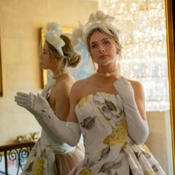 Women's Three-Point Long Opera Leather Gloves -Dents womens opera leather gloves white 1