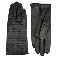 Women’s Perforated Leather Gloves 36 Women’s Perforated Leather Gloves -Dents womens perforated leather gloves black both gloves