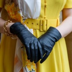 Women’s Perforated Leather Gloves 35 Women’s Perforated Leather Gloves -Dents womens perforated leather gloves black 100a38e3 4c76 4690 bf07 1d76bb0e4940