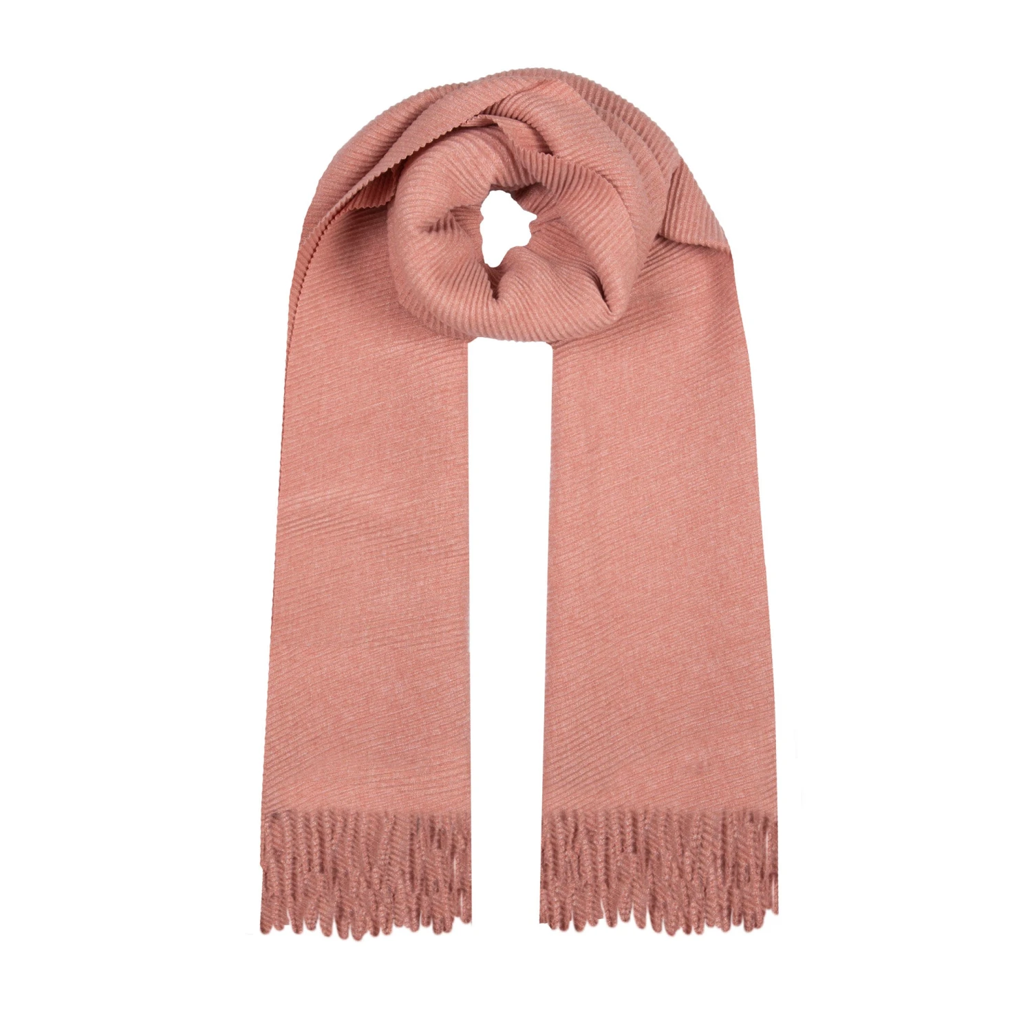 Women’s Pleated Plain Scarf With Tassels 3 Women’s Pleated Plain Scarf With Tassels