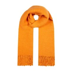 Women’s Pleated Plain Scarf With Tassels 12 Women’s Pleated Plain Scarf With Tassels -Dents womens pleated scarf burnt orange