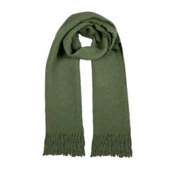 Women’s Pleated Plain Scarf With Tassels 14 Women’s Pleated Plain Scarf With Tassels -Dents womens pleated scarf forest green