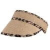 Women’s Straw Sun Visor With Animal Print Trim -Dents womens straw sun visor animal print sand