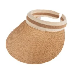 Women's Straw Sun Visor With Ribbon Band -Dents womens straw sun visor sand