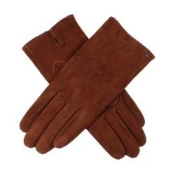 Women's Lined Suede Gloves -Dents womens suede gloves cognac