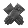 Women’s Touchscreen Wool-Lined Leather Gloves With Bow -Dents womens touchscreen leather gloves with a bow charcoal